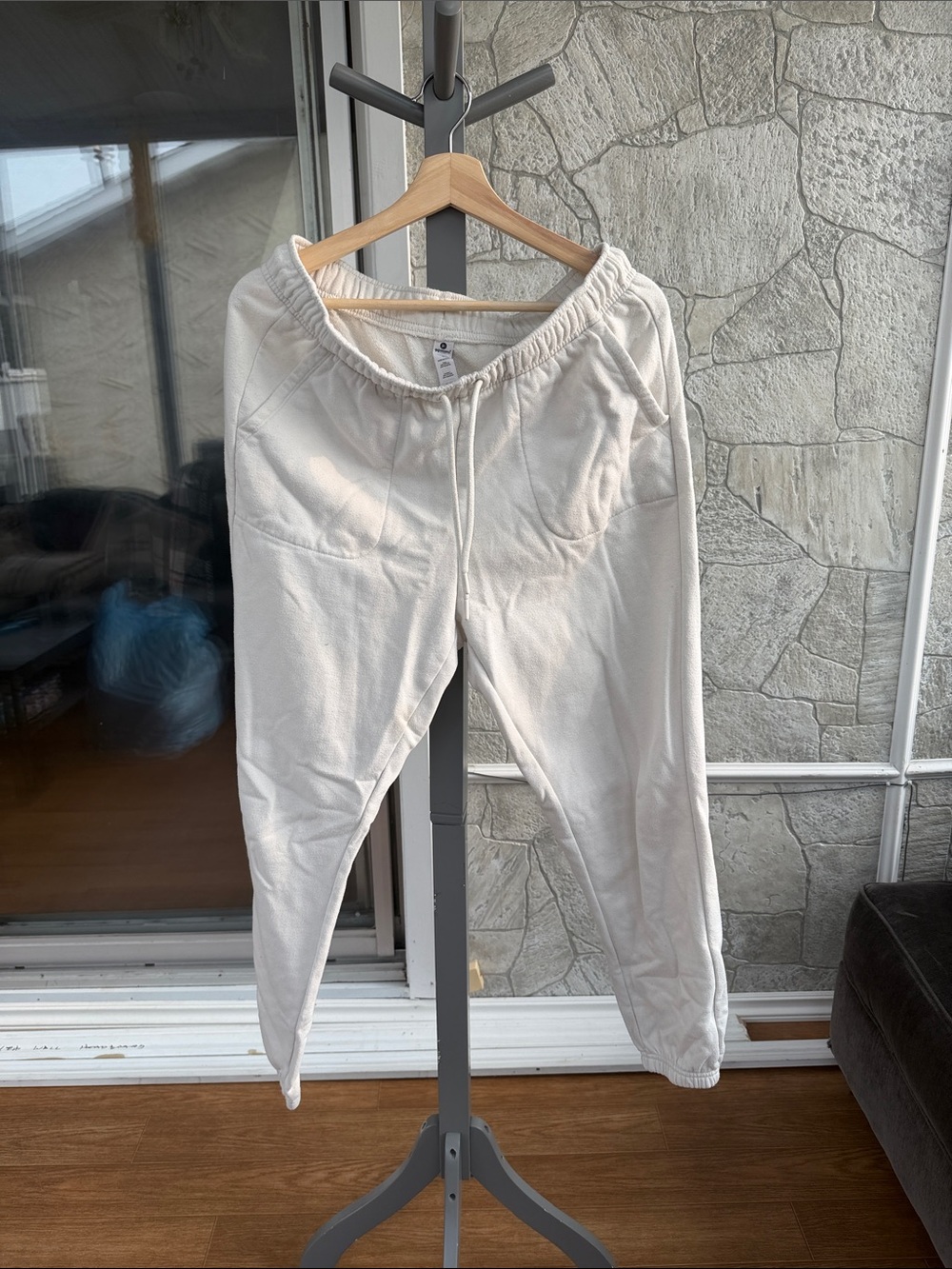 90 Degree By Reflex Cream Fleece Jogger Pants